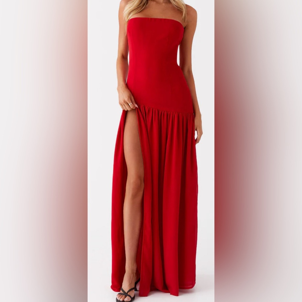 Peppermayo Exclusive - Eden Strapless Maxi Dress - Red